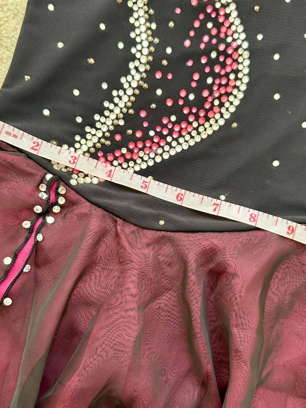 New Black with pink trim Crystal Figure Skating Dress Girls Size 6